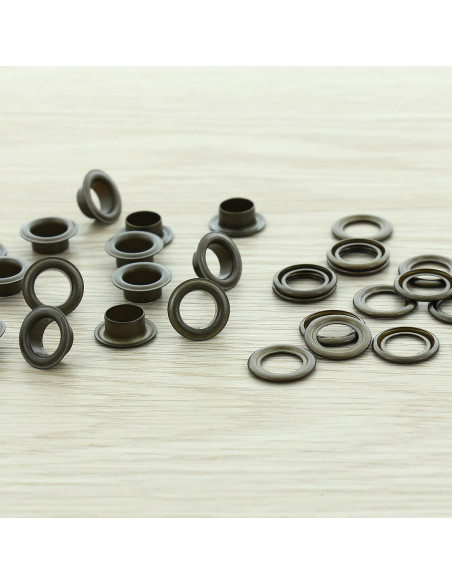 Confezione da 100 occhielli con rondelle 8 mm - Ottone antico