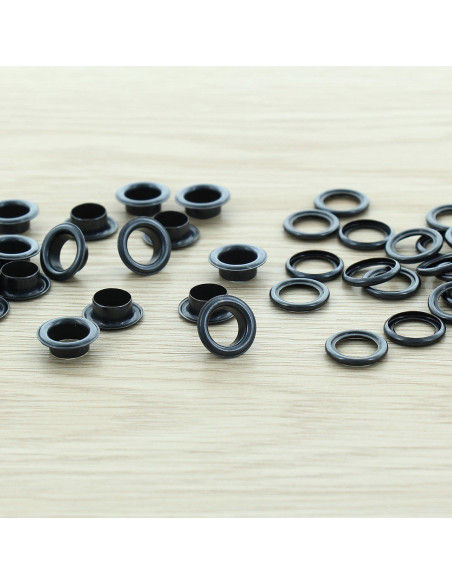 Confezione di 100 occhielli con rondelle da 8 mm - Nero
