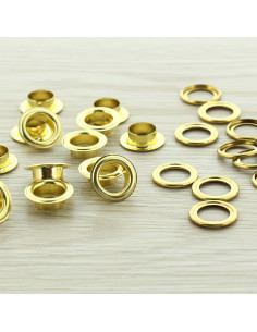 Confezione da 100 occhielli con rondelle 11 mm - Oro
