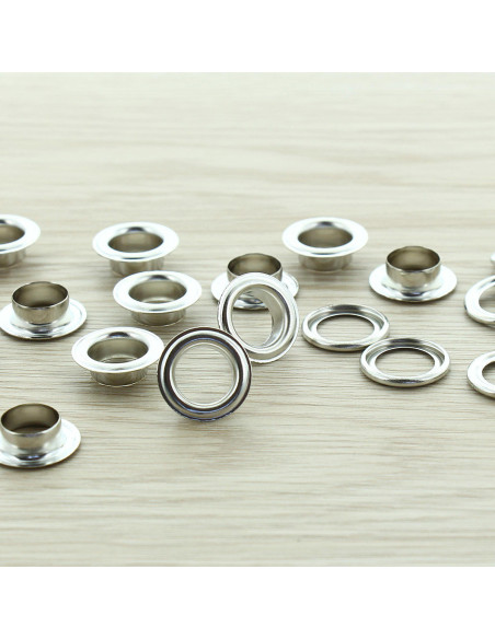 Confezione di 100 occhielli con rondelle 11 mm - Argento