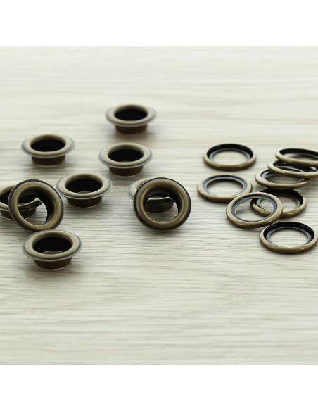 Sacchetto di 100 occhielli con rondelle 11 mm - Ottone antico