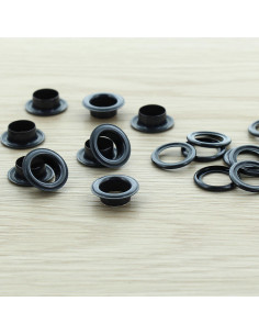 Confezione di 100 occhielli con rondelle 11 mm - Nero