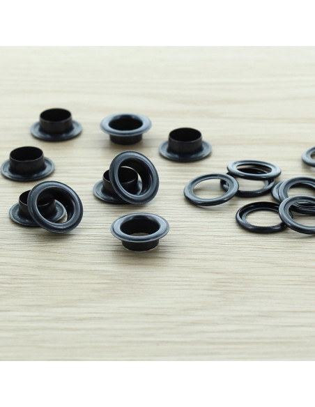 Confezione di 100 occhielli con rondelle 11 mm - Nero