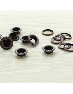 Sacchetto di 100 occhielli con rondelle 11 mm - Rame