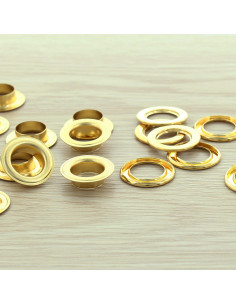 Confezione di 100 occhielli con rondelle 14 mm - Oro