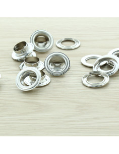Confezione da 100 occhielli con rondelle da 14 mm - Argento