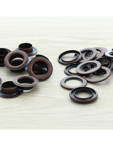 Sacchetto di 100 occhielli con rondelle 14 mm - Rame