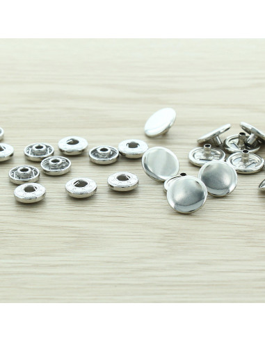Confezione di 100 bottoni a pressione anorak - 15 mm argento