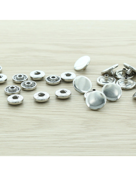 Confezione di 100 bottoni a pressione anorak - 15 mm argento