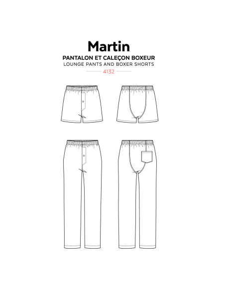 Modello di pantaloni e boxer Martin - Jalie 4132