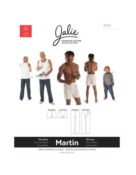 Modello di pantaloni e boxer Martin - Jalie 4132