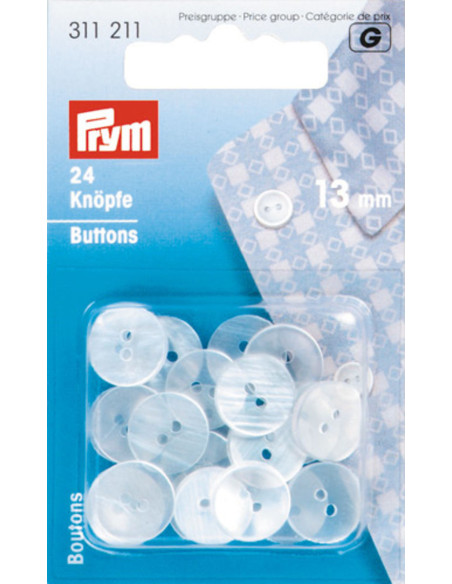 Bottoni camicie imitazione madreperla - 13 mm