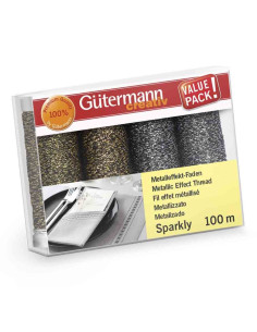 Set di 4 fili da cucito Gütermann Sparkly - Oro e argento