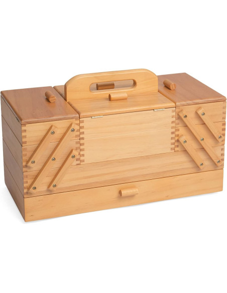 Lavoratrice in legno da cucito con cassetto Caramello