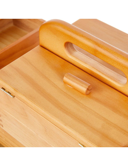 Lavoratrice in legno da cucito con cassetto Caramello