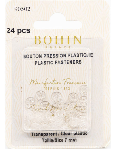 Bottoni a pressione rotondi da cucire in plastica trasparente 7 mm Bohin