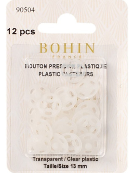 Bottoni a pressione rotondi da cucire in plastica trasparente 13 mm Bohin