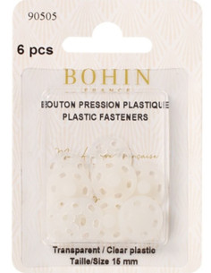 Bottoni a pressione rotondi da cucire in plastica trasparente 15 mm Bohin