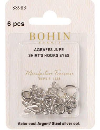 Ganci di chiusura per gonne argento Bohin