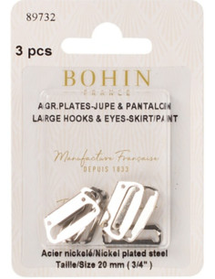 Ganci di chiusura piatti per gonne 20 mm argento Bohin