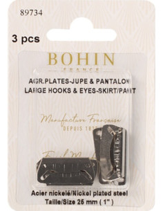 Ganci di chiusura piatti per gonne 25 mm argento Bohin