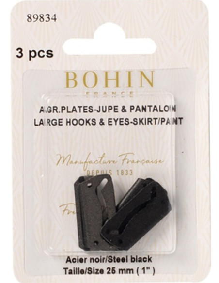 Ganci di chiusura piatti per gonne 25 mm nero Bohin