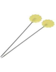 Scatola di 50 spilli da quilt con testa a fiore giallo in plastica Bohin 2