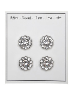Set di 4 bottoni Strass diamante 17 mm - Bianco