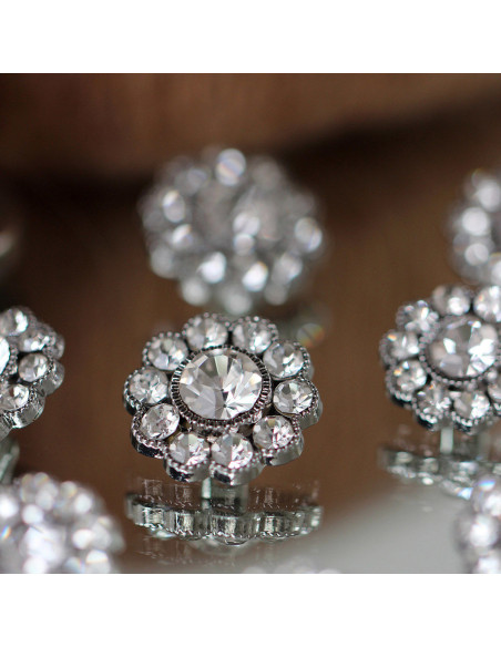Set di 4 bottoni Strass diamante 17 mm - Bianco