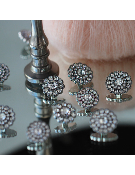 Set di 4 bottoni Strass diamante 17 mm - Bianco