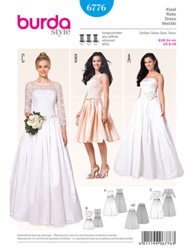 Modello di abito da sposa - Burda 6776