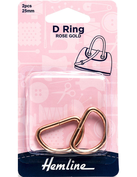 Set di 2 anelli a D - Oro rosa 25 mm