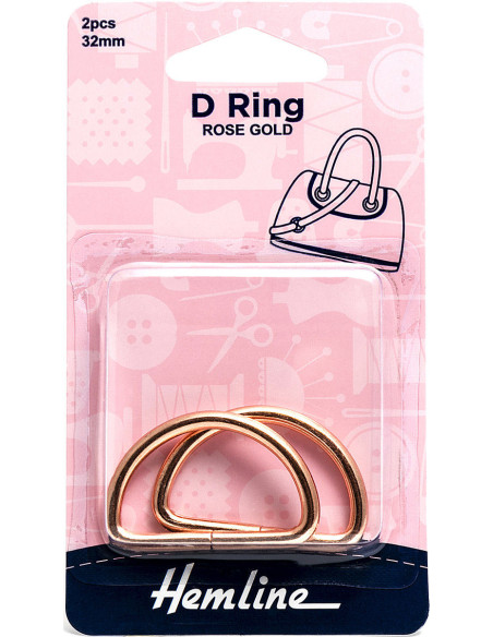 Set di 2 anelli a D - Oro rosa 32 mm