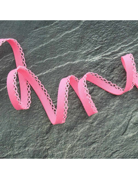 Bordo piegato a punto - Rosa vivo