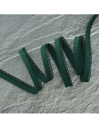 Bordo piegato a picot - Verde abete