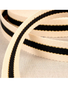 Cinghia in cotone per borse - 3 strisce - Nero