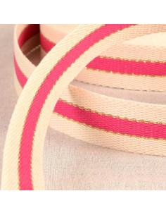 Cinghia in cotone per borse - 3 strisce - Fucsia