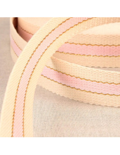 Cinghia in cotone per borse - 3 strisce - Rosa