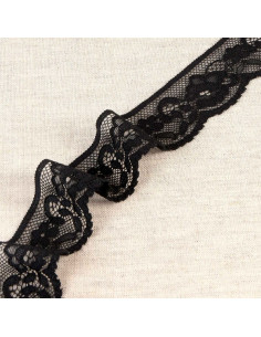 Pizzo elastico floreale - Nero