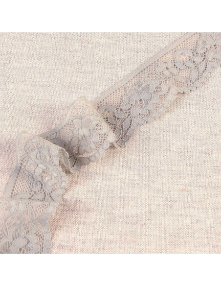 Pizzo elastico floreale - Grigio medio