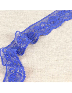 Pizzo elastico floreale - Blu viola