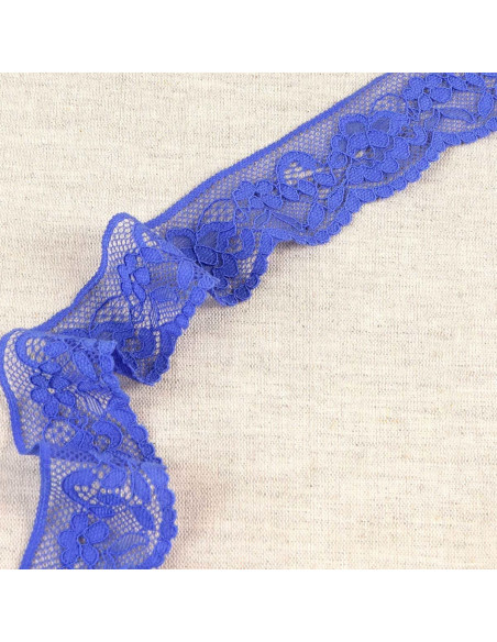 Pizzo elastico floreale - Blu viola