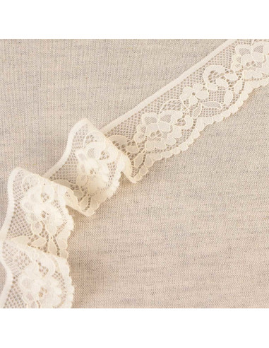 Pizzo elastico floreale - Ecru