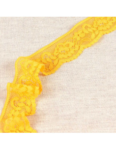Pizzo elastico floreale - Giallo