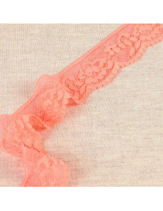 Pizzo elastico floreale - Corallo