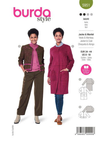 Modello di giacca e cappotto - Burda 5951