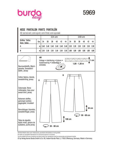 Modello di pantaloni - Burda 5969