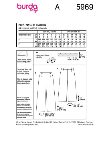 Modello di pantaloni - Burda 5969