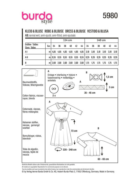 Modello di abito e camicetta - Burda 5980