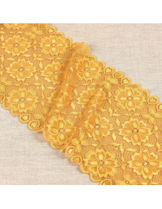 Pizzo elastico sentiero di fiori - Giallo senape
